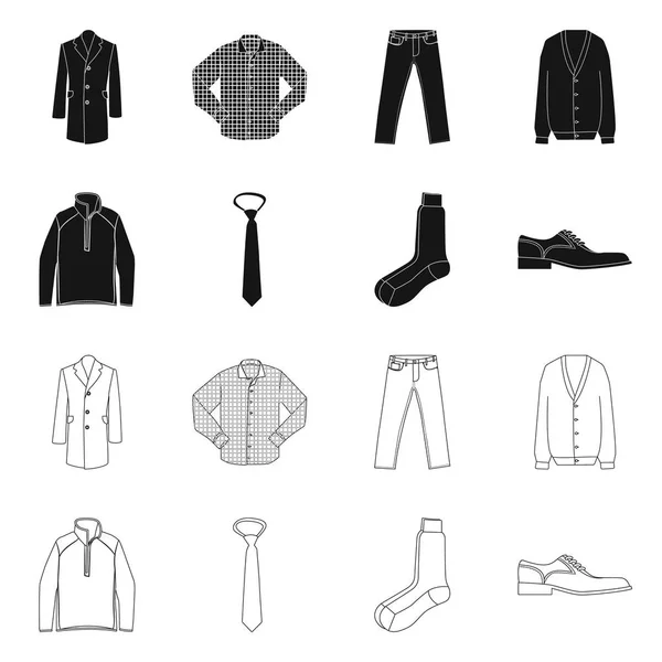 Vectorillustratie van mens en kleding teken. Collectie van mens en slijtage aandelensymbool voor web. — Stockvector