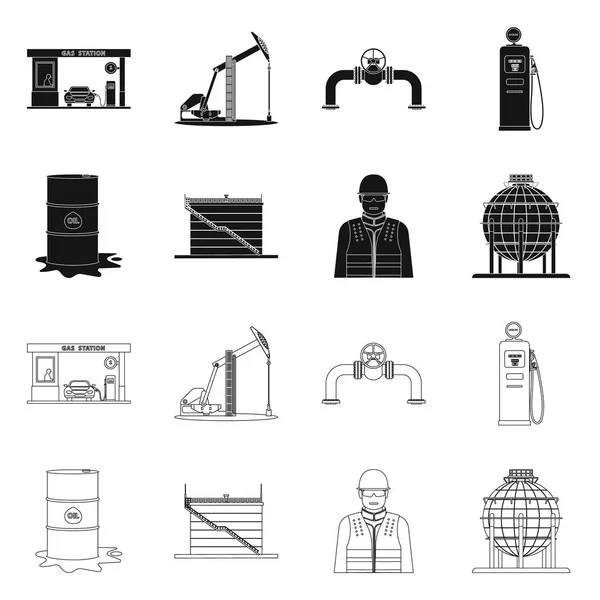 Vector design of oil and gas icon. Collection of oil and petrol stock vector illustration. — Stock Vector