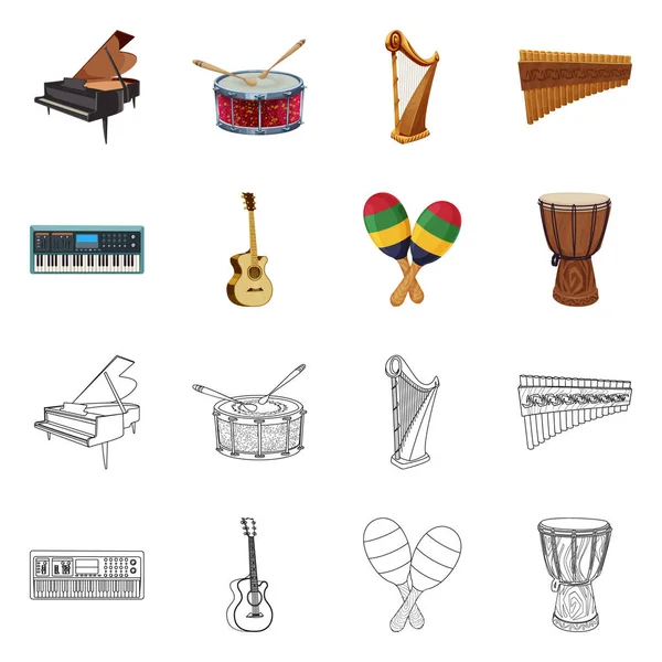 Diseño vectorial de música y sintonía. Colección de música y vector de herramientas icono para stock . — Vector de stock