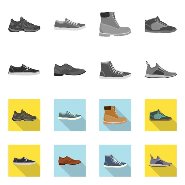 Diseño vectorial de zapato y símbolo de calzado. Set de zapato y pie vector icono para stock . — Archivo Imágenes Vectoriales