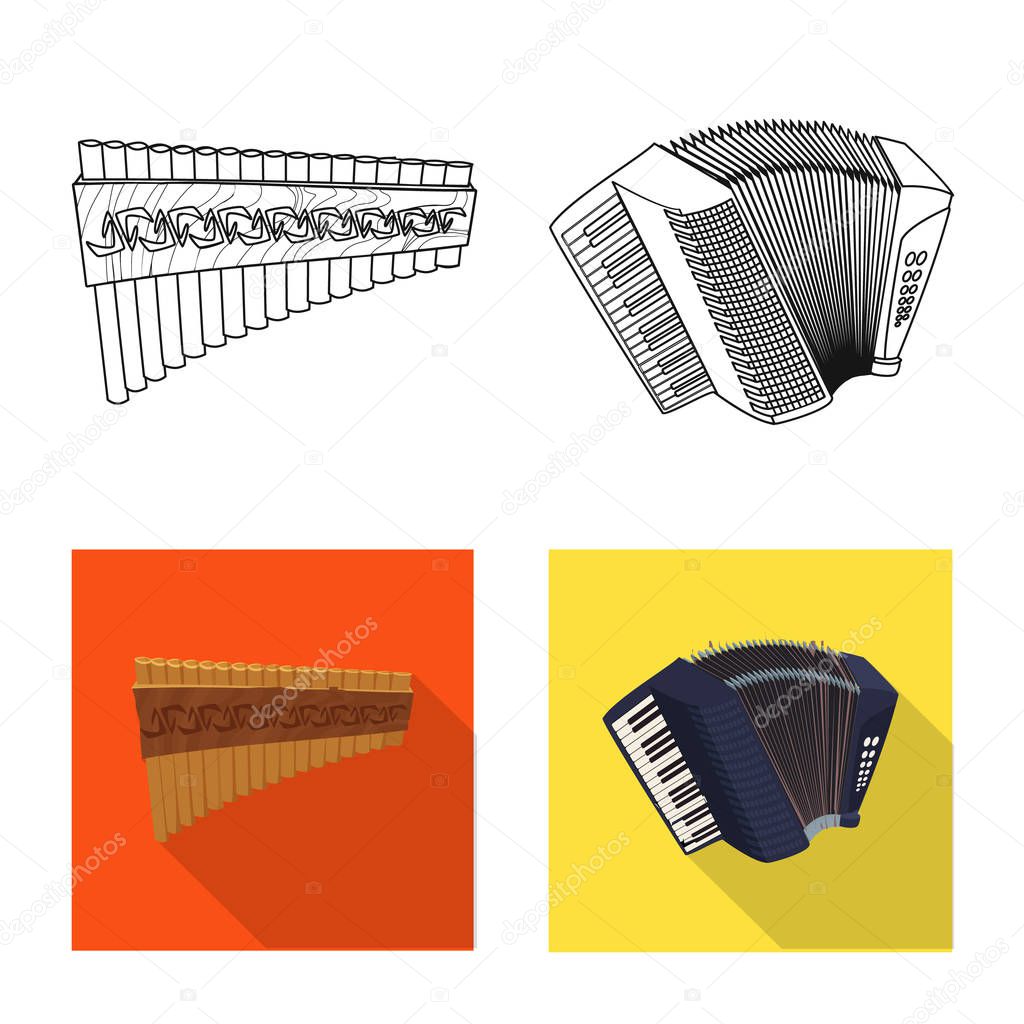 Isolated object of music and tune sign. Set of music and tool vector icon for stock.