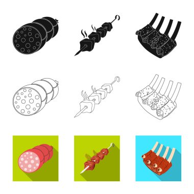 Et ve jambon simge vektör tasarımı. Et ve hisse senedi için pişirme vektör simgesi ayarla.