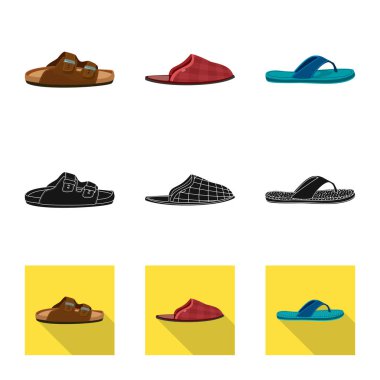 Ayakkabı ve ayakkabı simge vektör tasarımı. Ayakkabı ve ayak hisse senedi vektör çizim topluluğu.