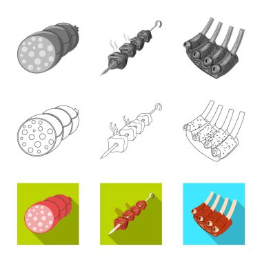 Et ve jambon simge vektör tasarımı. Et ve hisse senedi için pişirme vektör simgesi ayarla.