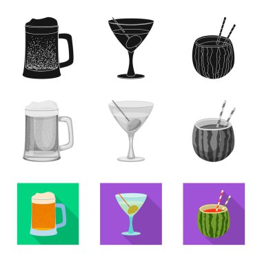 İçki ve bar simge vektör tasarımı. Web için içki ve parti hisse senedi simgesi kümesi.