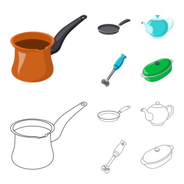 Mutfak ve yemek simge vektör tasarımı. Mutfak ve cihaz hisse senedi vektör çizim topluluğu.