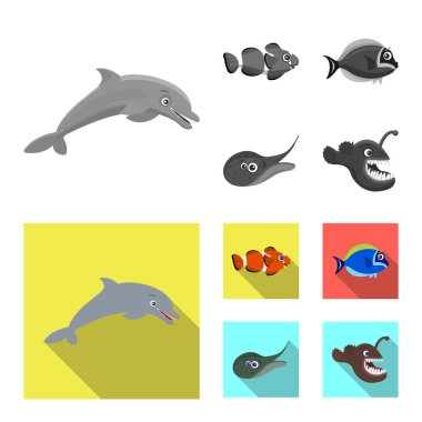 Deniz ve hayvan simge vektör Illustration. Deniz ve deniz hisse senedi simgesi için web topluluğu.