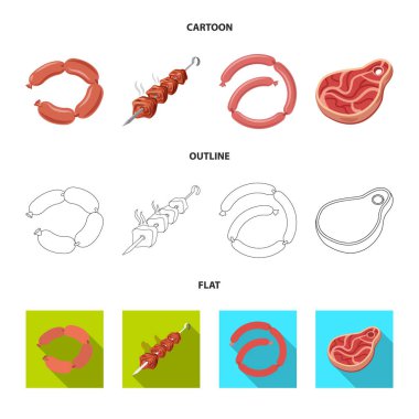 Et ve jambon simge vektör Illustration. Et ve web için hisse senedi simgesi yemek koleksiyonu.