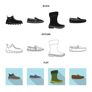Ayakkabı ve ayakkabı simge vektör Illustration. Ayakkabı ve ayak hisse senedi vektör çizim topluluğu.