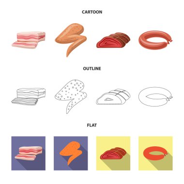 Eti ve jambon logo vektör tasarımı. Et ve hisse senedi vektör çizim pişirme koleksiyonu.