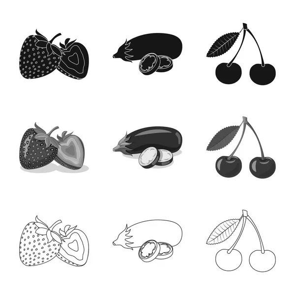 Vectorillustratie van groente- en fruitsector pictogram. Collectie van plantaardige en vegetarische vector pictogram voor voorraad. — Stockvector