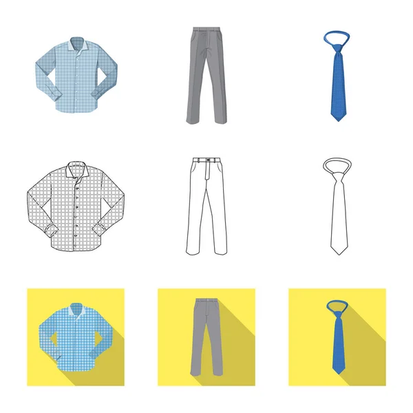 Ontwerp van de vector van mens en kleding teken. Collectie van mens en slijtage voorraad vectorillustratie. — Stockvector