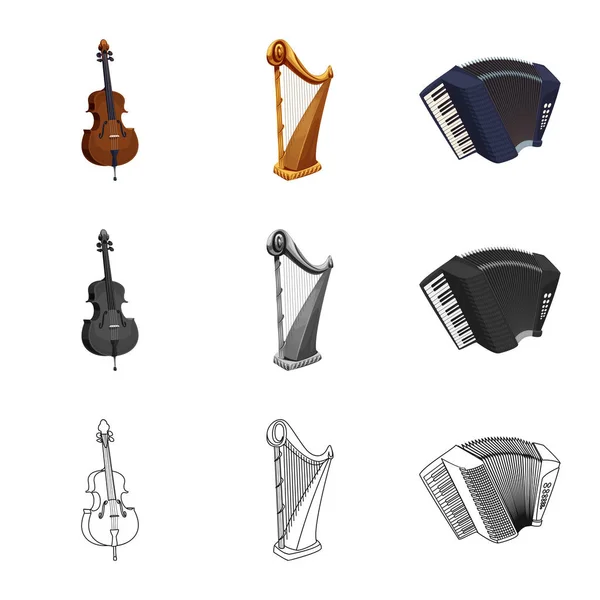 Ізольований об'єкт музики та логотип мелодії. Набір музики та інструментів Векторні ілюстрації . — стоковий вектор