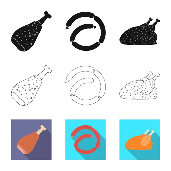 Objeto aislado de carne y jamón icono. Colección de carne y caldo de cocina símbolo para la web . — Vector de stock