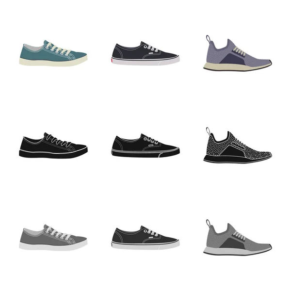 Objeto aislado de zapato y logotipo de calzado. Set de zapatos y pies stock vector ilustración . — Vector de stock