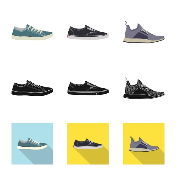 Diseño vectorial de zapato y signo de calzado. Set de zapatos y pies stock vector ilustración . — Archivo Imágenes Vectoriales