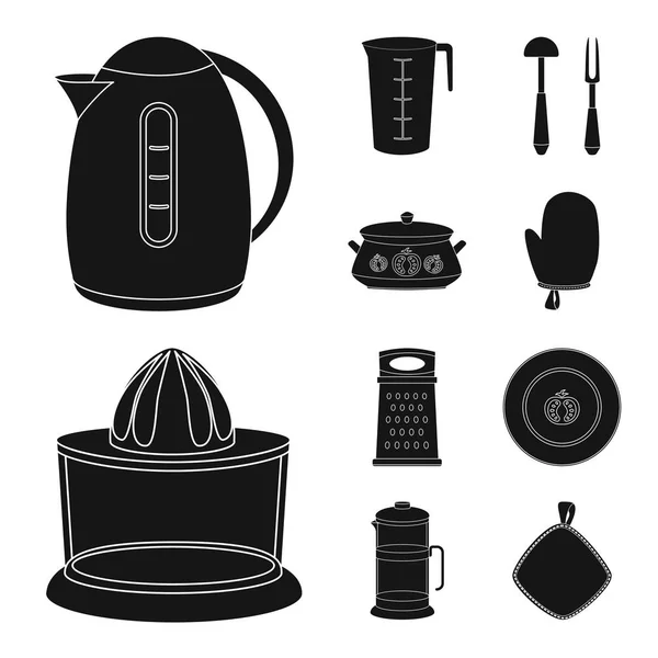 厨房和厨师图标的矢量插图。网络厨房和家电库存符号的收集. — 图库矢量图片