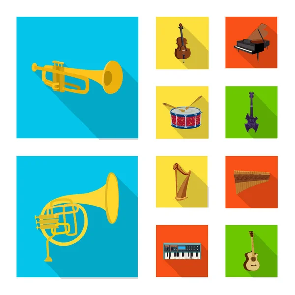 Ilustración vectorial de música y sintonía. Colección de música e ilustración de vector de stock de herramientas . — Vector de stock