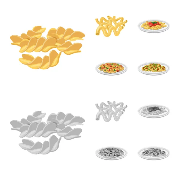 Design vetorial de pasta e logotipo de carboidratos. Coleção de macarrão e macarrão ilustração stock vector . — Vetor de Stock