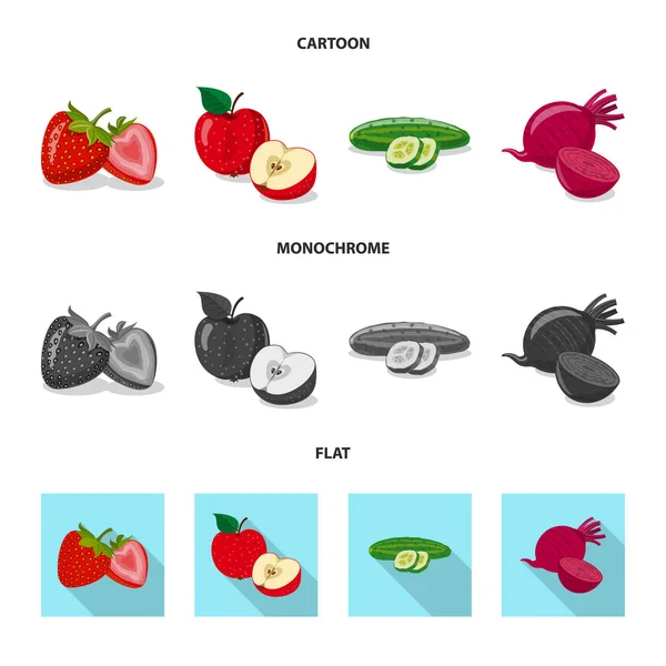 Conception vectorielle de légume et de fruit symbole. Collection de légumes et d'icône vectorielle végétarienne pour stock . — Image vectorielle