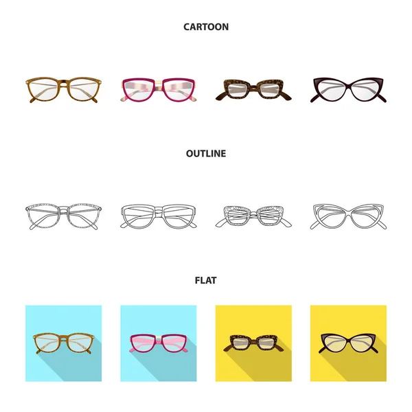 Vektor-Design von Brille und Rahmen-Symbol. Sammlung von Brillen und Zubehör Stock Vector Illustration. — Stockvektor