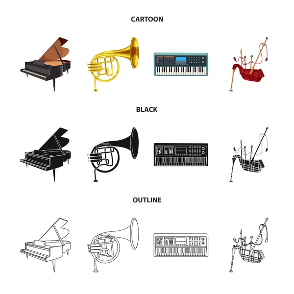 Vektorillustration av musik och tune-logotypen. Uppsättning av verktyg och musik aktiesymbol för webben. — Stock vektor