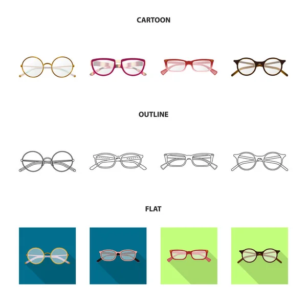 Objet isolé de lunettes et logo cadre. Jeu de lunettes et accessoire illustration vectorielle de stock . — Image vectorielle