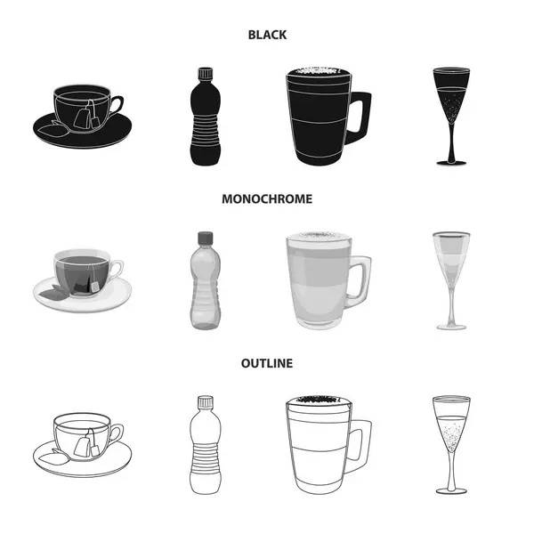 Elkülönített objektum ital mellett a bárban logó. Gyűjtemény-ital és fél vektor stock illusztráció. — Stock Vector