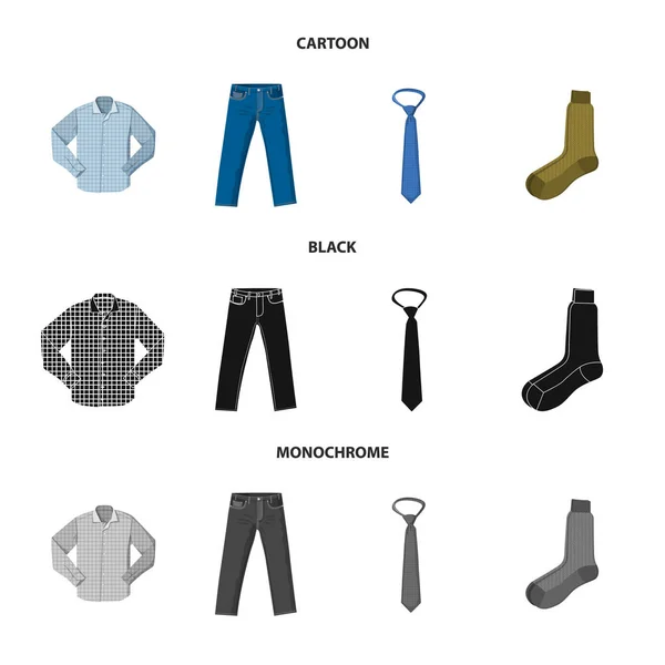 Vectorillustratie van mens en kleding pictogram. Instellen van de mens en het dragen van vector pictogram voor voorraad. — Stockvector