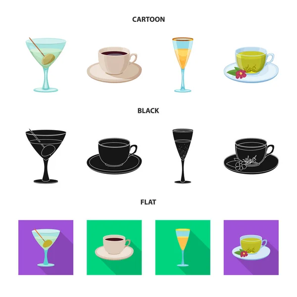 Isolerade objekt av dryck och bar-logotypen. Samling av dryck och part lager vektorillustration. — Stock vektor