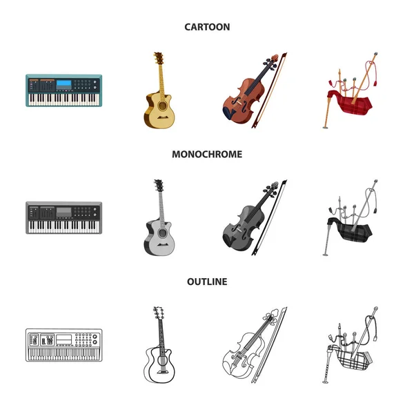 Design vettoriale della musica e simbolo di sintonia. Raccolta di musica e strumento stock illustrazione vettoriale . — Vettoriale Stock
