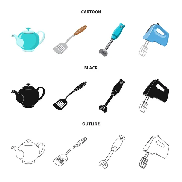 Vektor design av köket och koka logotyp. Uppsättning av kök och apparaten vektor ikonen för lager. — Stock vektor