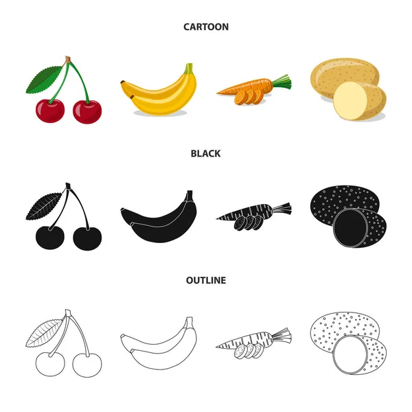 Vektorillustration von Gemüse und Obst Symbol. Set von Gemüse und vegetarischen Vektorsymbolen für Brühe. — Stockvektor