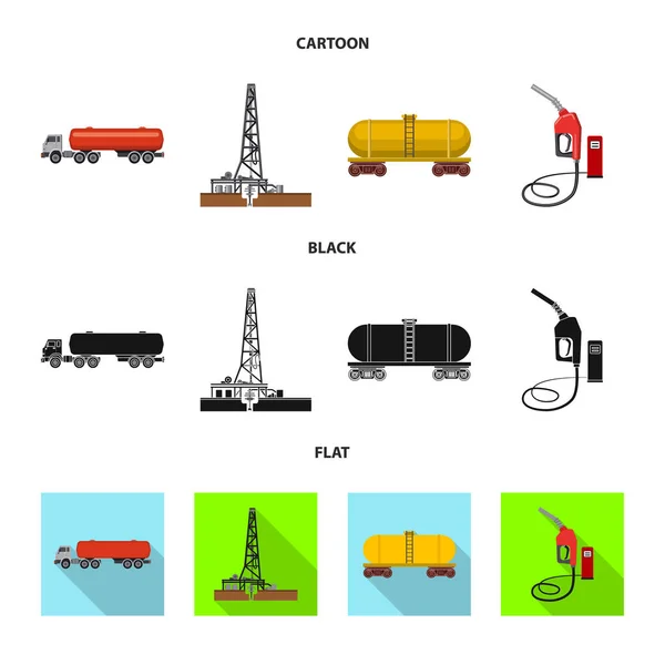 Vector illustration of oil and gas icon. Collection of oil and petrol vector icon for stock. — Stock Vector