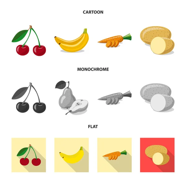 Vektorillustration des Gemüse- und Obstzeichens. Reihe von pflanzlichen und vegetarischen Brühvektoren Illustration. — Stockvektor