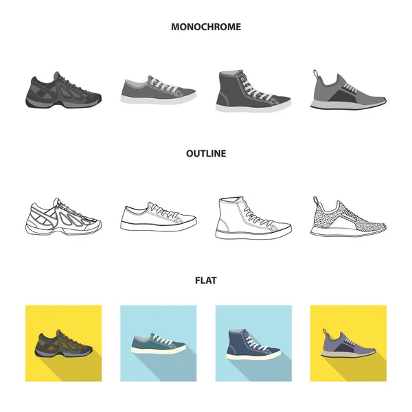 Conception vectorielle de chaussure et icône de chaussures. Ensemble de chaussure et icône de vecteur de pied pour stock . — Image vectorielle