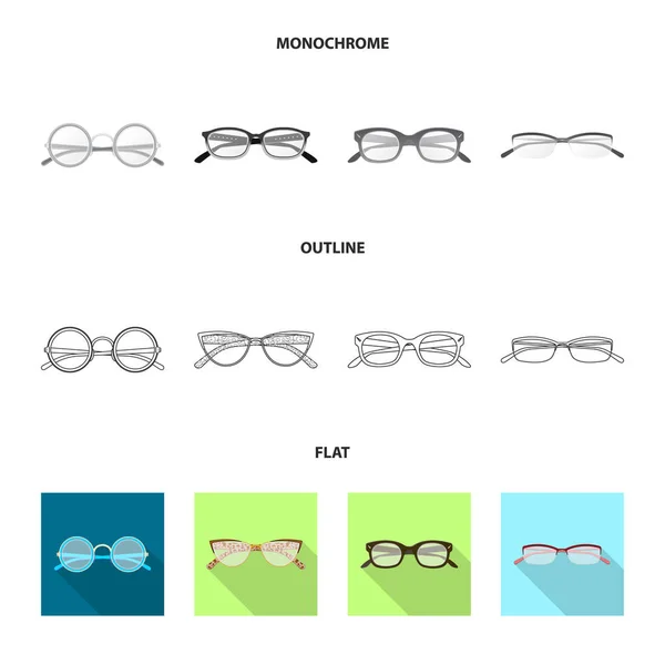 Diseño vectorial de gafas e icono del marco. Conjunto de gafas y accesorio símbolo de stock para web . — Archivo Imágenes Vectoriales