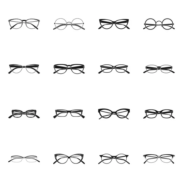 Izolovaný objekt brýle a rámečku ikony. Sada brýle a příslušenství skladem vektorové ilustrace. — Stockový vektor