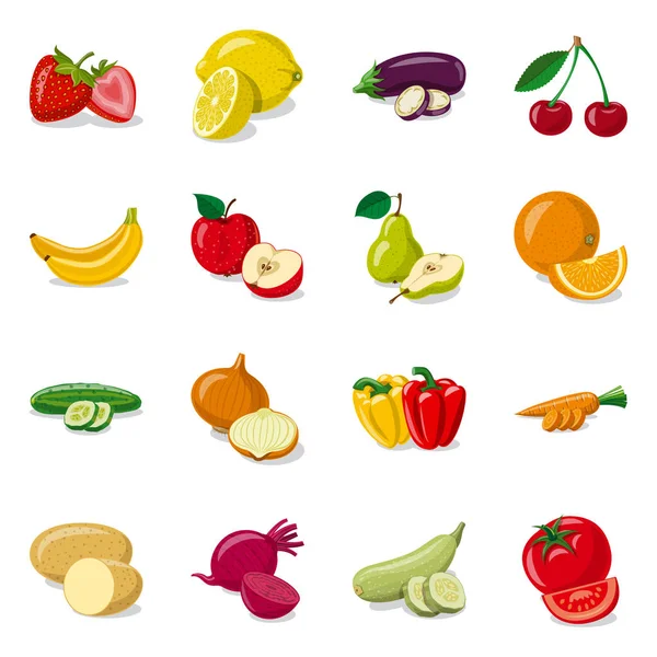 Izolovaný objekt loga zeleniny a ovoce. Sběr zeleniny a vegetariánské burzovní symbol pro web. — Stockový vektor