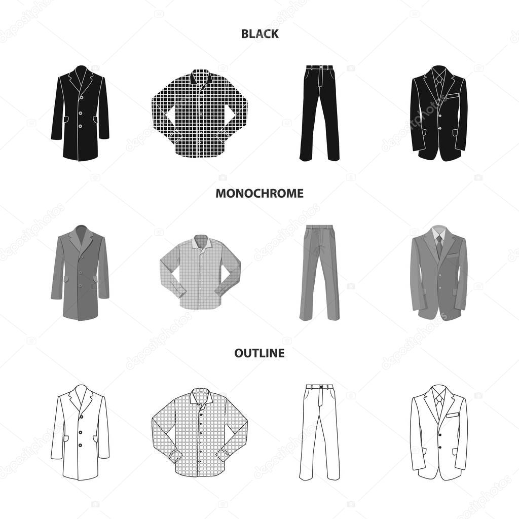 Vector design of man and clothing logo. Set of man and wear stock vector illustration.