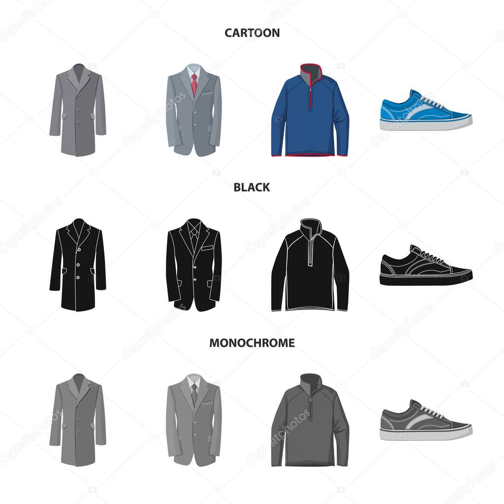 Isolated object of man and clothing logo. Collection of man and wear vector icon for stock.