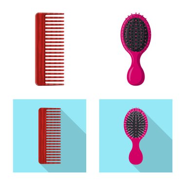Fırça ve saç simge vektör Illustration. Web için fırça ve saç fırçası hisse senedi simgesi kümesi.