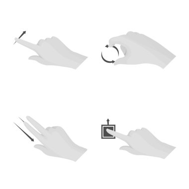 Dokunmatik ve el simge vektör Illustration. Dokunmatik ekran ayarla ve hisse senedi simgesi web için dokunmatik.