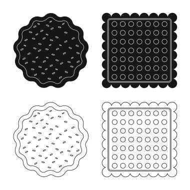 Bisküvi illüstrasyon vektör ve işareti fırında. Bisküvi ve çikolata hisse senedi simgesi web için kümesi.