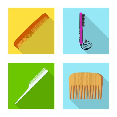 Fırça ve saç işareti vektör tasarımı. Web için fırça ve saç fırçası hisse senedi simgesi kümesi.