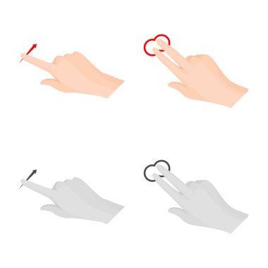 Dokunmatik ve el simge vektör tasarımı. Dokunmatik ekran ve dokunmatik hisse senedi simgesi için web topluluğu.