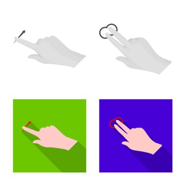 Dokunmatik ve el simge vektör Illustration. Dokunmatik ekran ayarla ve stok vektör çizim değmek.