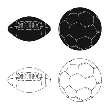 Spor ve topu simge vektör Illustration. Spor ve hisse senedi için atletik vektör simge kümesi.