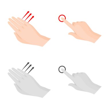 Dokunmatik ve el simge vektör Illustration. Dokunmatik ekran ve dokunmatik hisse senedi vektör çizim topluluğu.