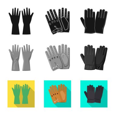 Bir eldiven ve kış işaret tasarım vektör. Eldiven ve ekipman hisse senedi vektör çizim seti.